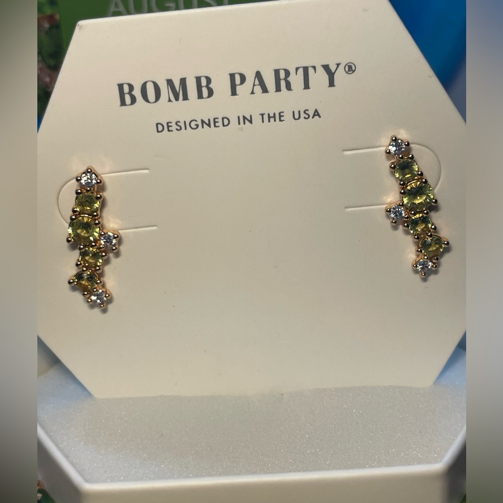 BP earrings Vines of Sparkle August bday collection 2023. Peridot + Rose gold p